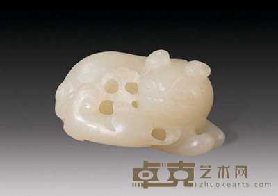清 玉雕双欢 长5cm